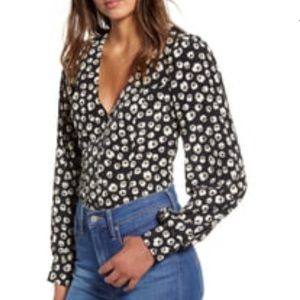 Long sleeve floral print blouse